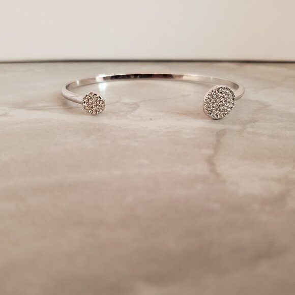 Stella & Dot Jewelry - ✨ Stella and Dot Silver Pave Rhinestones Crystal Minimalist Modern Cuff Bracelet